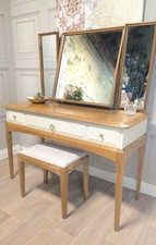 Stag Madrigal Oak Dressing Table, Stool & Triple Mirror. Professionally Sprayed