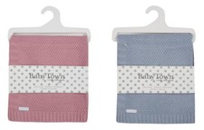 Baby Knitted Blanket Throw Wrap Swaddle Boy Girl Dusky Pink Blue