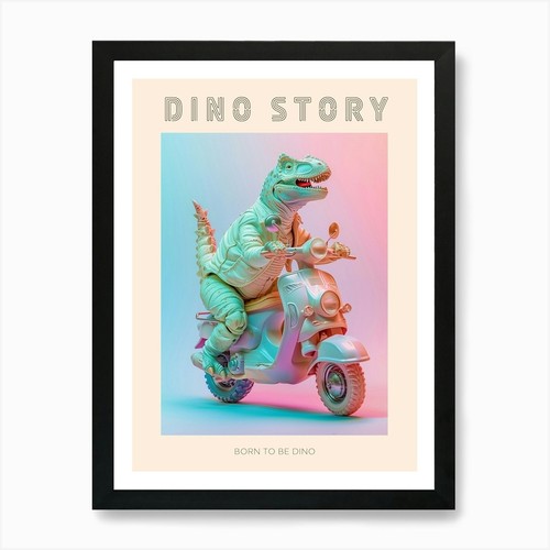 Pastel toy dinosaur - dinosaur, moped