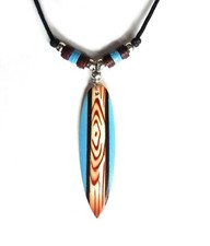 Mens surf necklace beaded blue