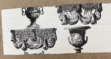 Timney Fowler Vintage Printed Cotton Fabric - ‘Urns & Drapes’  1.42 Mt
