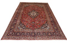 Handmade Large Vintage Wool Rug 285 X 197 Cm Red Oriental Medallion Carpet