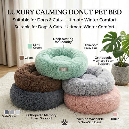 Donut pet bed round - faux, fur