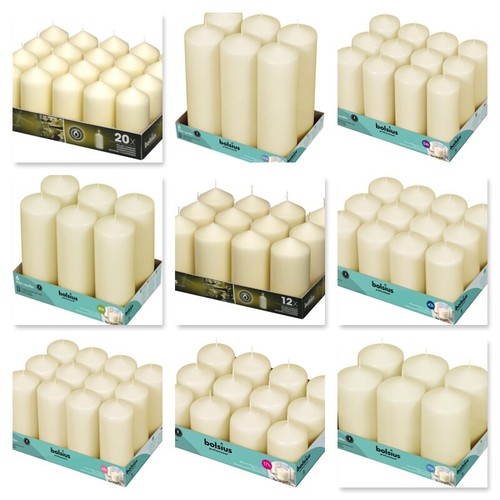 Ivory pillar candles - candles, bolsius