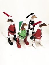 Wooden Christmas Santa Duck 25cm Xmas Bamboo Duck Elf Duck Statue Ornament DCUK