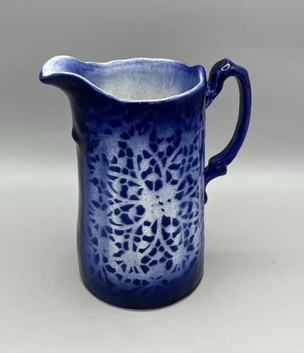 Vintage blue spongeware jug - blue,