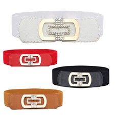 Elastic Waist Belt Wide Elasticated Stretch Waistband Retro Cinch Belt Leather