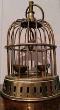 Vintage Decorative Solid Brass Bird Cage Swing 2 Feeders Small Bird Cage