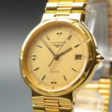 [Near MINT] LONGINES Conquest 32mm Gold Dial Date Quartz Men's Watch From JAPAN