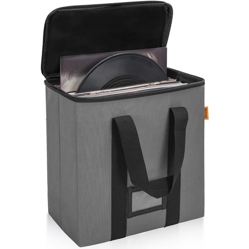 Grey vinyl record storage box - grey,