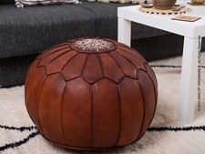 Handmade pouf, Genuine Leather