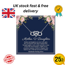 Mother Daughter Necklace Gifts, 925 Sterling Silver ,Eternity Heart Pendants