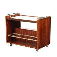 A Vintage Service Cart Veneered in Exotic Wood from the 1960s