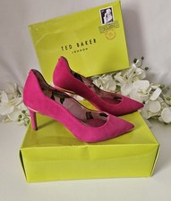 Ted Baker Viyxyns Shaped Top Line Middle Heel Pink Suede Shoes Size 5 Eu38 VGC