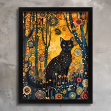 Gustav Klimt Black Cat Garden