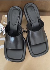 zara leather heeled mules