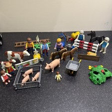 Playmobil Farm Scene with Horses, Pigs, Cows & Figures inc 1974 Horse 