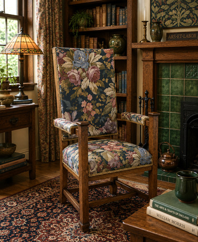 Arts crafts oak armchair - arts,