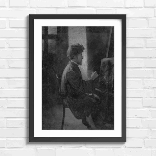 Vintage artist painting - painting, easel