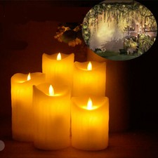 Authentic Flame Battery Dripping Wax Flickering LED Pillar Candle Lights Decor
