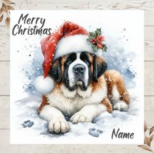 Beautiful Personalised ST. BERNARD Dog CHRISTMAS Greeting Card ANY NAME/NAMES
