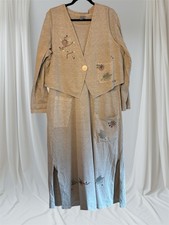 Viva City 2 Pc Dress & Vest Lagenlook Hand Painted Women’s Size L Art to Wear