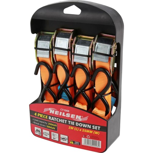 Neilsen 4pc ratchet tie down - ratchet,