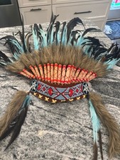 Native American Indian Inspired Feather Headdress - Turquoise