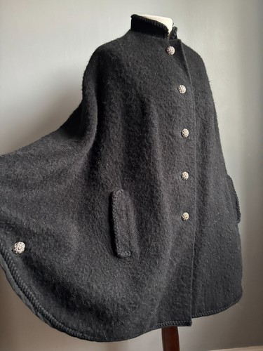Vintage wool cape cloak black - vintage,