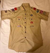 Boy Scouts of America Badged Uniform Shirt Men's  Large 16-16.5