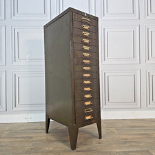 Retro Vintage Industrial Steel Filing Cabinet – 15 Drawer Stor Unit Green Metal