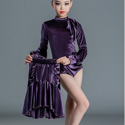 Girls velvet latin dance dress - girls,