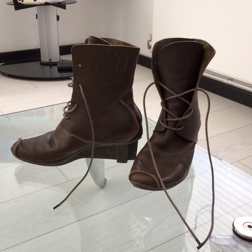 Brown leather lace trippen - leather,