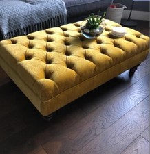brand new handmade Chesterfield plush velvet footstool with antique wooden legs