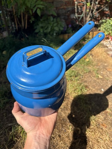 Vintage blue enamelware - blue, double