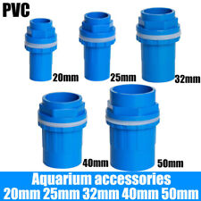 PVC Pipe Fitting 20mm~50mm Pressure Tank Connector Bulkhead For Aquariums Blue