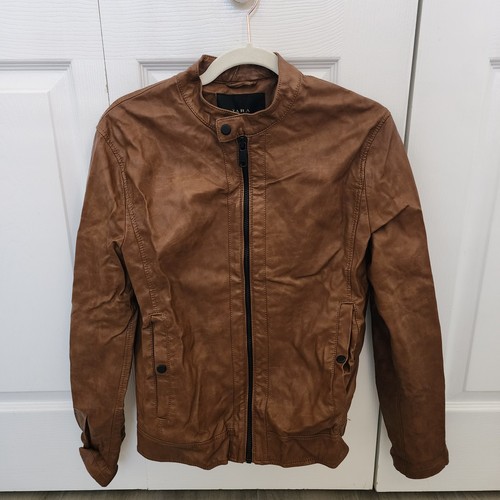Zara mens brown faux - faux, leather