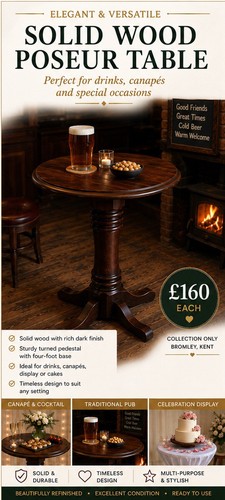 Solid wood poseur bar table - /,
