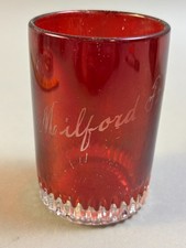 #484 Antique MILFORD FAIR 1914 Michigan Ruby Red Flash Souvenir Glass CUP