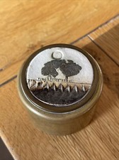 Vintage, Stuart Houghton, Brass Trinket Pot With Ceramic Landscape Inlay