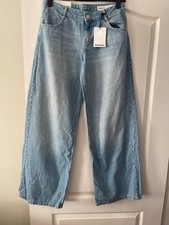Bershka Wide Leg Blue Jeans