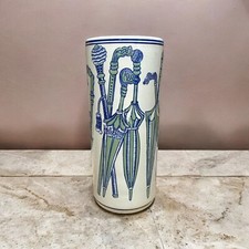 Classic Umbrella Stand Ceramic 18" Round Tall Retro Victorian Green Holder  