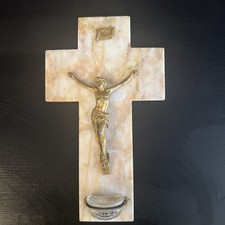 French Crucifix Marble Brass