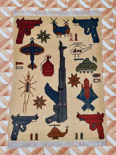 Hand afghan war rug - war,