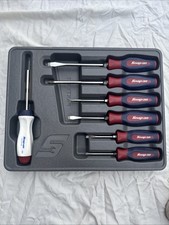 SNAP ON 7 PIECE SCREWDRIVER SET WITH RATCHET BLUE RED WHITE LTD EDITION MINT!
