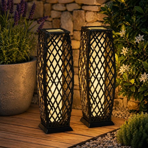 Set solar rattan lantern - set,