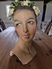 Vintage French Paris Lady's  Hat Display Bust/Head Mannequin, Made Of Plaster