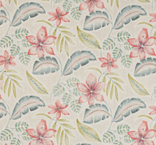 JANE CHURCHILL CURTAIN FABRIC DESIGN Sunara 3.5 METRES PINK LINEN BLEND PARADISO