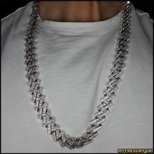 Diamond Prong Iced Cuban Chain | Miami Ice Necklace Cubic Zirconia 14mm
