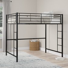 Black loft bed with a brushed